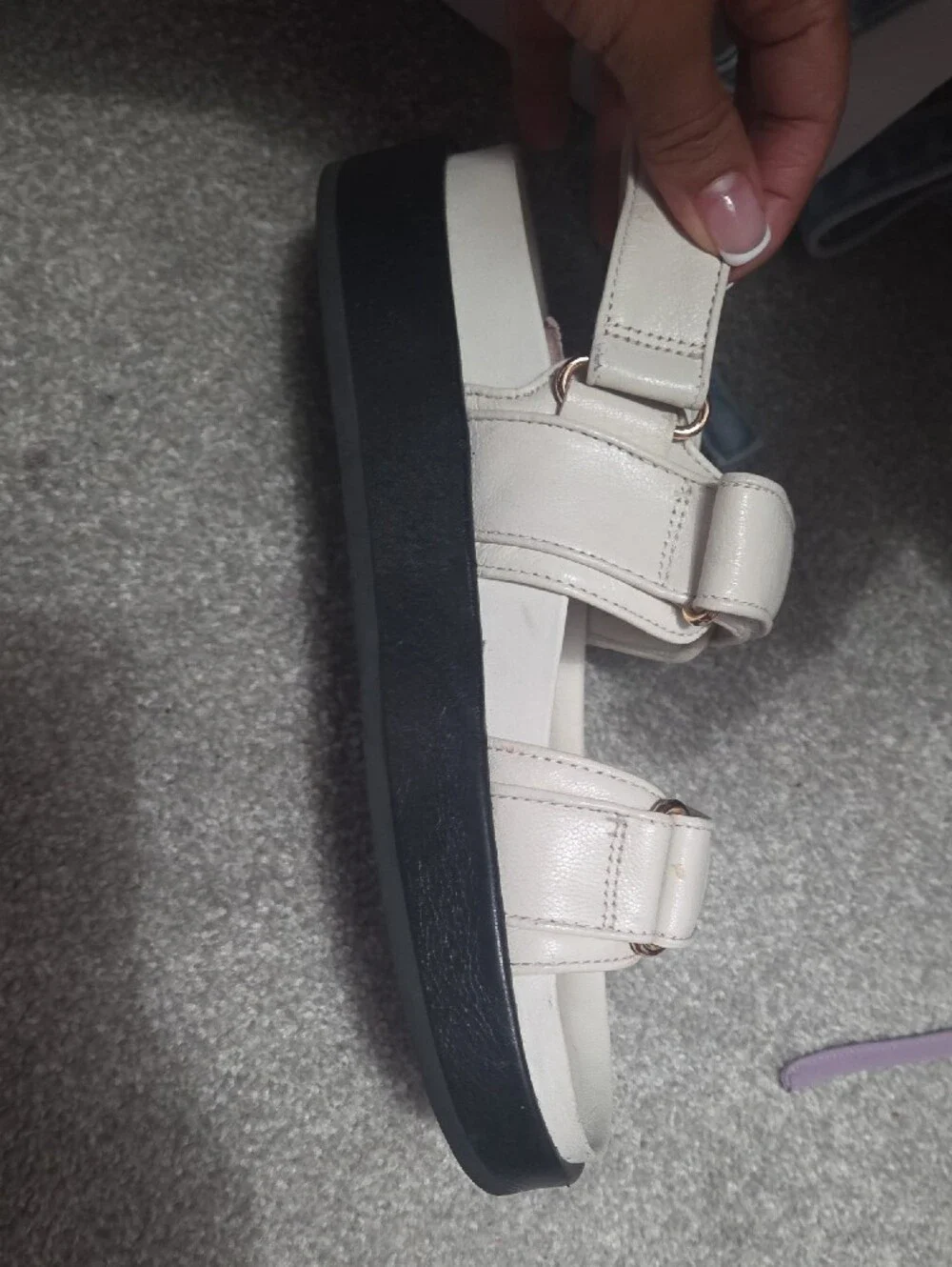 Tory Burch New Ivory Goat Leather Sport Sandal